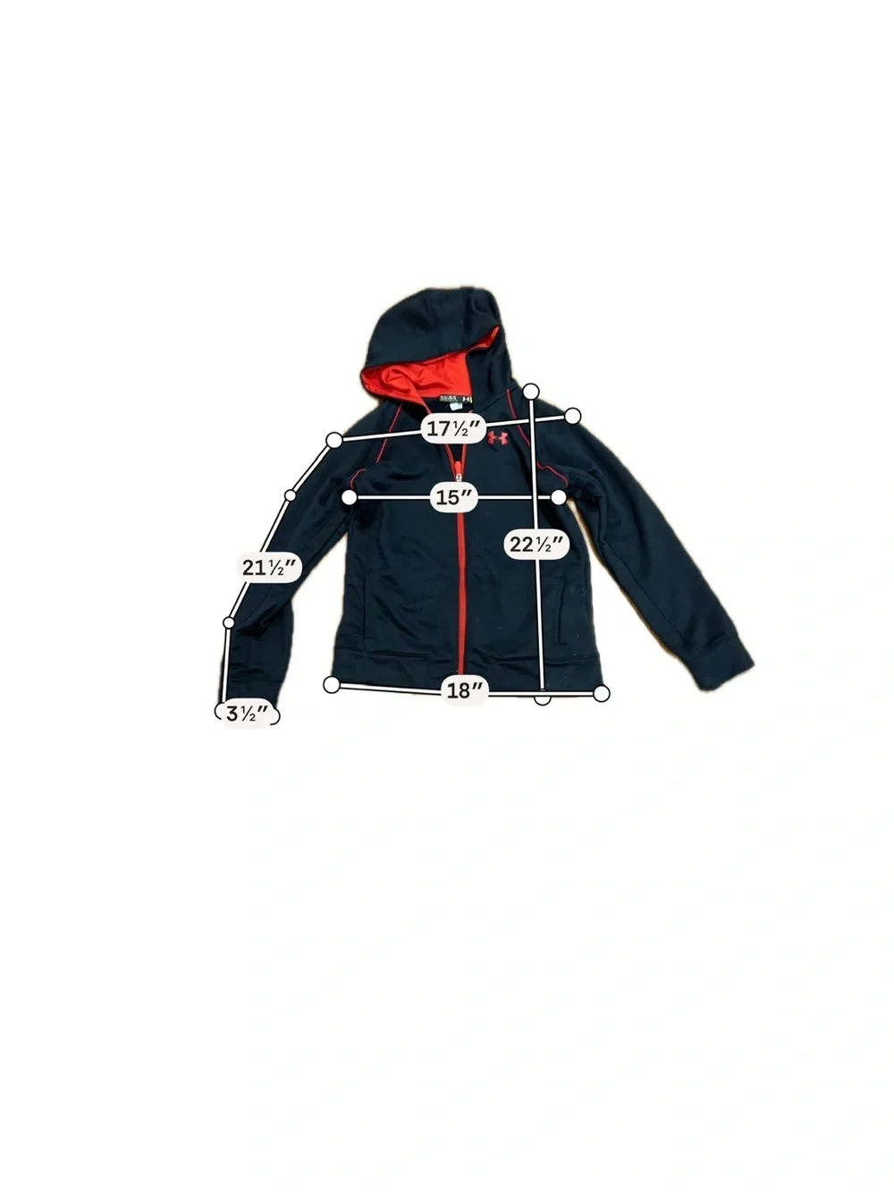 Under Armour Girls Black Red Full Zip Hoodie YLG Athletic Gym Athletics